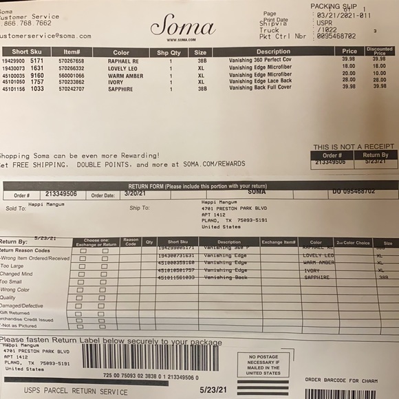 Soma Vanishing Bras 38B Panties XL - Picture 10 of 10